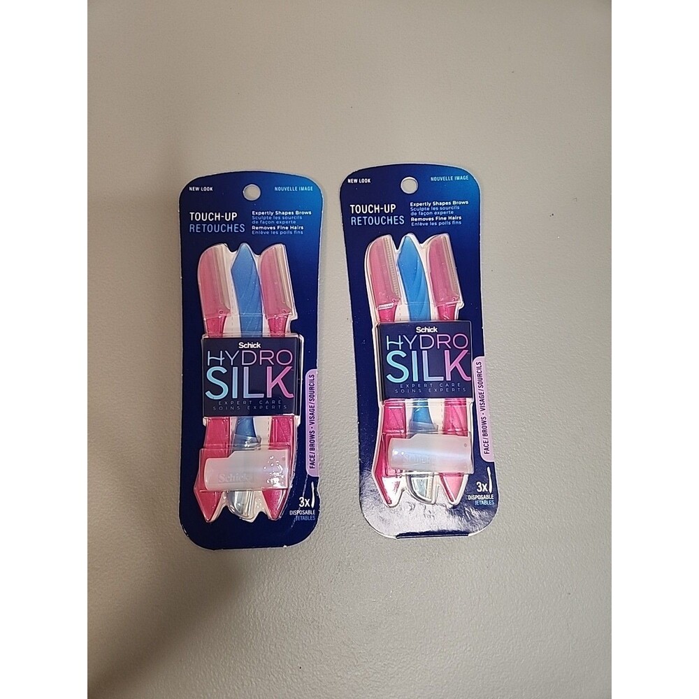 Schick Hydro Silk Touch-Up Eyebrow/Facial Razor- Exfoliate & Shape 3 x 2=6 Count